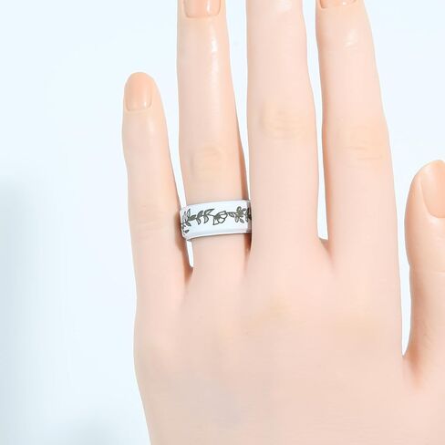 2/1 Paks Wilderness Collection Engraved Ring, Flower Vine Design - Silicone Ring for Men and Women, Silicone Wedding Band for Sports Activities, Breathable Comfort Fit in Saudi Arabia