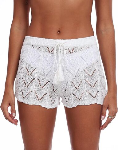 Women's Crochet Beach Cover Up Shorts with High Waist Bikini Summer Swimwear Coverups for women in Saudi Arabia