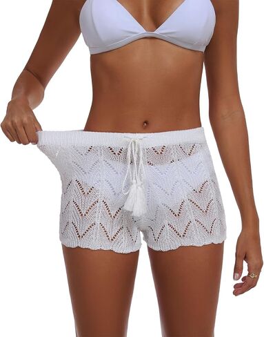 Women's Crochet Beach Cover Up Shorts with High Waist Bikini Summer Swimwear Coverups for women in Saudi Arabia