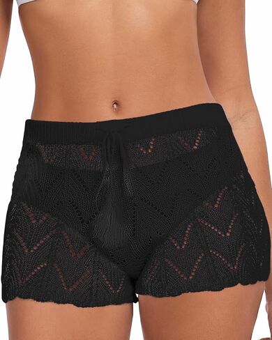 Women's Crochet Beach Cover Up Shorts with High Waist Bikini Summer Swimwear Coverups for women in Saudi Arabia
