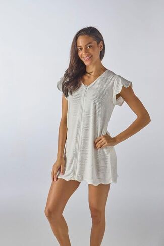 Simply Southern Women's Terry Zip-Front Coverup Dress, Short Sleeve V-Neck, Available in Navy and Hot Pink in Kuwait