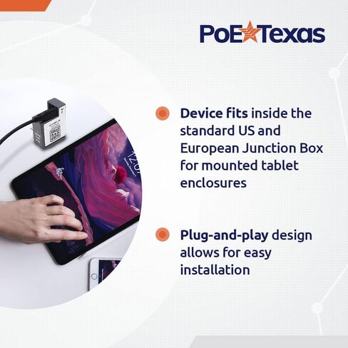 PoE Texas in-Wall حاصل على براءة اختراع PoE إلى USB-C وتوصيل البيانات مع مخرج 12 وات لأجهزة iPad Air وGalaxy Tab والمزيد - إيثرنت سريع 10/100 ميجابت في الثانية مع كابل الزاوية اليمنى للأجهزة اللوحية التي تدعم USBC in Saudi Arabia