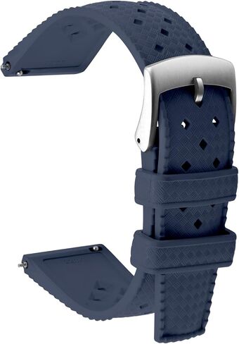 ULLCHRO FKM Rubber Watch Strap Quick Release Tropical Style Fluororubber 20mm 22mm Replacement Band Strap for Men Women, Soft Breathable Rubber Watch Band Silver/Black Steel Buckle in Kuwait