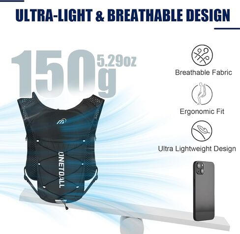 Running Vest for Women & Men, Lightweight 150g Hydration Backpack with 2L Leak-Proof Water Bladder, 6L Pack for Trail Running, Marathon, Hiking, Cycling, Jogging, Adjustable Fit in Saudi Arabia
