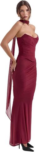 ANKOMINA Women's Strapless Boned Corset Satin Dress Sexy Backless Pleated Stitching Dresses for Wedding Cocktail in Saudi Arabia