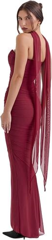 ANKOMINA Women's Strapless Boned Corset Satin Dress Sexy Backless Pleated Stitching Dresses for Wedding Cocktail in Saudi Arabia