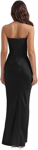 ANKOMINA Women's Strapless Boned Corset Satin Dress Sexy Backless Pleated Stitching Dresses for Wedding Cocktail in Saudi Arabia