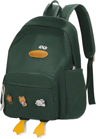 Cute Dcuk Backpack for Teens Girls Women, Kawaii Funny Aesthetic Corduroy Bookbag for High Middle School, Yellow in Kuwait