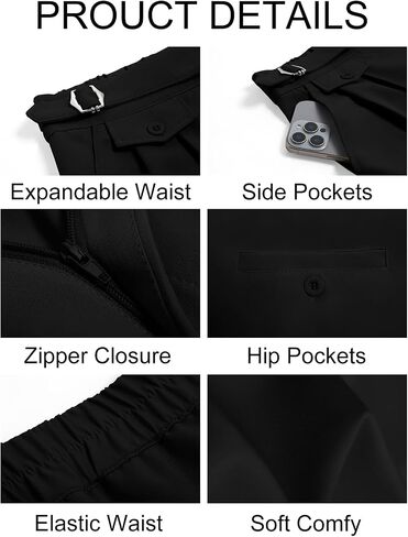 Runcati Mens Classic Fit Dress Pants مرنة الخصر مرنة العمل سروال النحيل مدع in Saudi Arabia