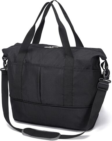 Expandable Duffle Bag for Travel, Weekender Overnight Carry On Bag for Women Men, Waterproof Large Capacity Travel Bag with Detachable Shoulder Strap and Wet Pocket(Black) in Saudi Arabia