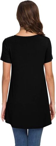 AWULIFFAN Women's Summer Casual Short Sleeve V-Neck T-Shirt Tunic Tops Blouse Shirts in Kuwait