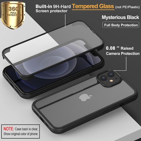 حافظة UBUNU لهاتف iPhone 12 Pro Max مع واقي شاشة مدمج من الزجاج المقسى وطبقة مزدوجة مطورة 360 درجة لكامل الجسم حافظة هاتف شفافة لهاتف iPhone 12 Pro Max 6.7 بوصة للرجال والنساء - أزرق in Saudi Arabia