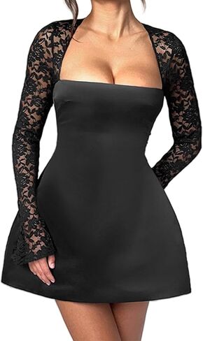 Women's Elegant Lace Sleeve Mini Dress A Line Short Dress Formal Elegant Evening Party Homecoming Prom Dresses Gowns in Kuwait