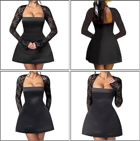 Women's Elegant Lace Sleeve Mini Dress A Line Short Dress Formal Elegant Evening Party Homecoming Prom Dresses Gowns in Kuwait