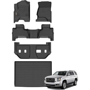 Binmotor-Floor Mats with Cargo Liner for Chevy Suburban 2015-2020丨GMC Yukon XL 2015-2020 (with 2nd Row Bench Seat 8 Passenger), Suburban All Weather Car Floor Mats Accessories for GMC Yukon XL Mats