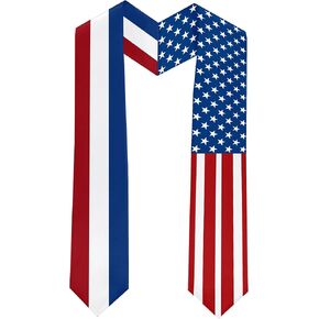 2025 The Netherlands Flag and USA Flag Graduation Stole Graduation Sash for International Student (Baccalaureate Gown and Hat Not Included)