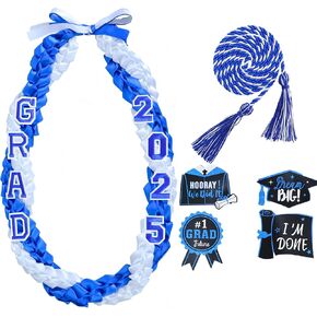 Graduation Leis Class of 2025 Grad Ribbon Braided Necklace Handmade Money Leis for Congrats Graduates College Senior High School Gifts Party Supplies