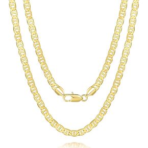 14K Gold Necklace for Women Mariner Link Chain Necklaces for Mens Non Tarnish Gold Chain for Men & Women 16" - 26 "