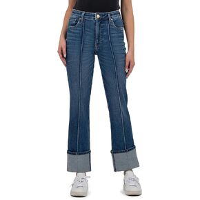 KUT from the Kloth Women's Fay High Rise Fab Ab Jeans - Straight Leg Roll Up