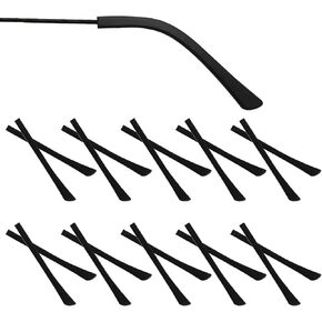 Glasses Ear Cushions, 10 Pairs Silicone Eyeglasses Temple Tips, Glasses Anti-Slip Ear Grips, Soft Silicone for Flat and Thin Metal Glasses Legs (Black)