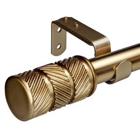 قضبان الذهب الذهب العتيقة 1-1/8 بوصة مع تصميم Knurl نهائي ، 72-144 بوصة متداولات ستارة واحدة لعرض النافذة 68-140 بوصة ، 1 حزمة