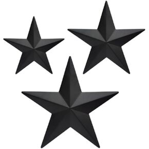 Coozzyhuor 6 "9" 12 "Metal Barn Star Wall Decor ، Texas Stars Art ، Rustic Western Country Farmhouse Home Indoor أو Outdoor Decoration ، مجموعة من 3 （أسود）