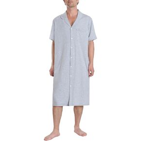 Latuza Men's Cotton Button Down Nightshirt with Pockets