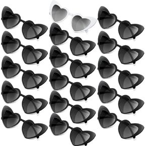 Flutesan 16 Pairs Heart Shaped Sunglasses Retro Cat Eye Shaped Sunglasses Heart Clout Glasses for Women