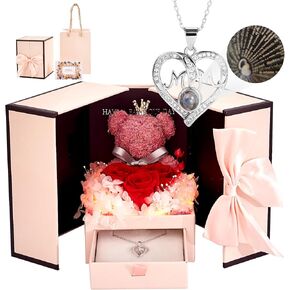 Gifts for Mom from Daughter and Son, Mom Birthday Gift Idea from Kids, Unique Preserved Real Roses Gifts for Women, on Anniversary Mothers Day