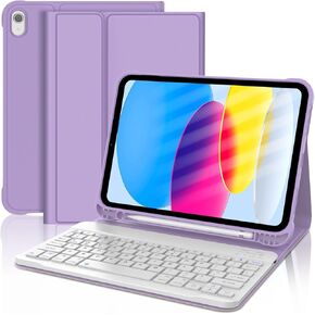 KVAGO for iPad 10th Generation Case with Keyboard 10.9 inch 2022 - Bluetooth Keyboard, 7 Color Backlit, Detachable Wireless, Built-in Pencil Holder - Smart Folio Case in Black in Kuwait