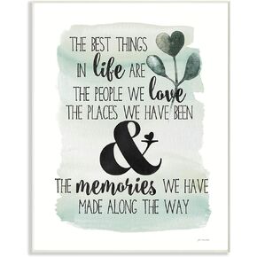Stupell Industries The Best Things in Life Typography Blue Watercolor Eucalyptus Wall Plaque, 13 x 19, Multi-Color