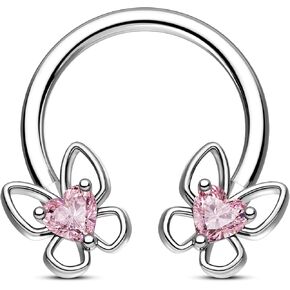 CM Crareesi Mania Butterfly Septum Rings 316L Surgical Steel Pink Septum Piercing Jewelry 16G Septum Nose Rings for Women