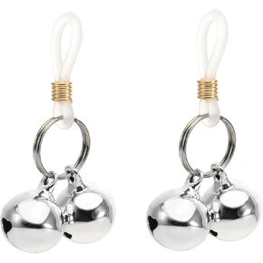 Sexy Fake Nipple Rings Silver Jingle Bell Non Piercing Nipple Rings Adjustable Nipple Noose Dangle Nipplerings Non-Pierced Fake Nipple Jewelry for Women