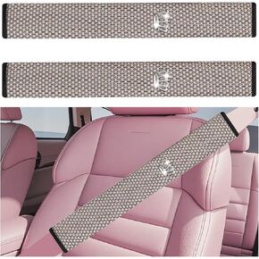 2PCS Extended Car Seat Belt Cover, Soft Breathable Mesh Auto Shoulder Strap Protector for Comfortable Driving, Universal Vehicle Safety Belt Harness Cushion Pad for Car, Truck (Coffee)