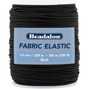 Beadalon Fabric Elastic 1.0mm Black, 100-Meter