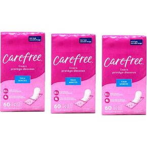 Carefree Acti-Fresh Body Shape Pantiliners Thin To Go Unscented - 60 Liners, Pack of 3