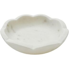Scalloped White Marble Bowl - 4.6 inches - Decorative Bijou Bowl - Jewelry Dish - Jewelry Holder - Jewelry Tray - Trinket Holder - Key Bowl - Soap Dish - Candle Holder - Candle Dish