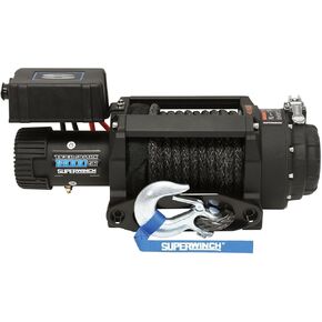 Superwinch 1518001 Tiger Shark 18000SR 12V DC Winch 18,000lb/8165kg Single Line Pull with Hawse Fairlead, 33/64" x 80' Synthetic Rope, Corded Handheld Remote