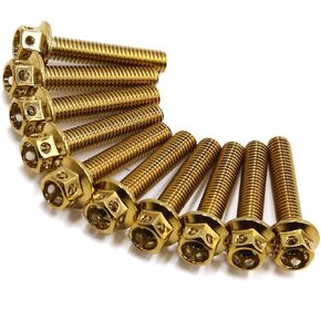10pcs نغمة الذهب M6 × 30 مم دراجة نارية من سداسي سداسي سداسي براغي مسامير مستقرة