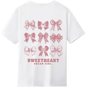Verdusa Girl's Graphic Print Short Sleeve Round Neck Tee Top Cute T Shirts