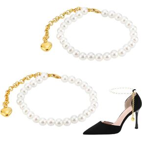 PH PandaHall High Heel Shoe Straps Pearl Beaded Shoe Laces for Holding Loose High Heel Shoes, Detachable Loose Anklets Shoelace Accessories Replacement Ankle Straps for Heels, 1 Pair