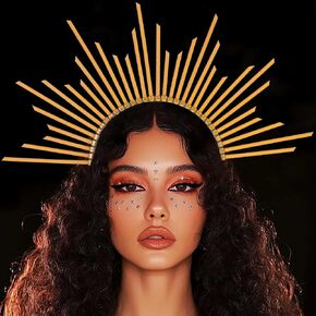 BARTOSI Halo Crown Spike Crown Headband Goddess Headbands Mary Headpiece Halloween Costume Headwear Hair Accessories for Women