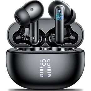 Wireless Earbuds, Bluetooth 5.3 Headphones HiFi Stereo & 4 ENC Mic, 42H Playtime Ear Buds with Charging Case LED Display, Bluetooth Earphones IPX7 Waterproof for iOS Android Earpods Sports Workout