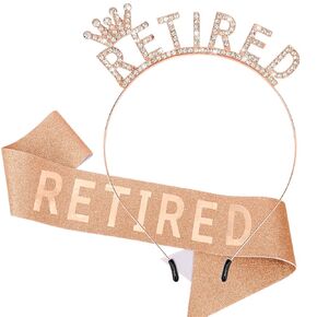Retirement Sash for Women Gold Retirement Crown and Sash Retired Sash Tiara Retirement Party Decorations for Women Retired Gifts for Women Retirement Party Supplies