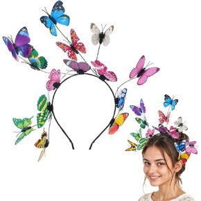 Butterfly Headband for Women Butterfly Fascinator Hair Crowns Tiaras Bands Festival Tea Party Carnival Headpiece