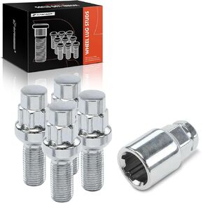 A-Premium 4-PC M14-1.5 Wheel Studs W/Socket Key Compatible with Audi Q7 07-15 & Porsche Cayenne 03-06 08-10 & Volkswagen Touareg 04-14, EuroVan 2004, Multivan 2013-28 mm Shank, 65 mm Thread