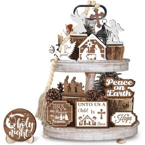 ديكور درج درج في عيد الفصح ، 14 مساءً زخارف طاولة عيد الفصح ، وهو يسوع من خشب الخشب المزرعة زخرفة صينية دينية ريفي ديني على طاولة مطبخ عيد الفصح وديكور حفل عيد الفصح