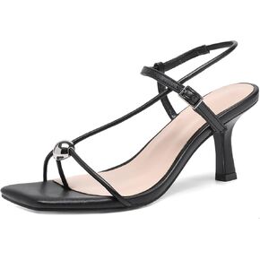 Slingback Heel Sandals for Women with Silver Ball Slim Straps Buckle Comfortable Open Square Toe Kitten Heels Wedding Dress Shoes for Women.