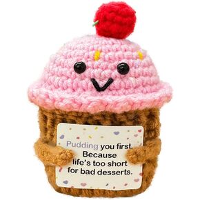 Positive Crochet Animals,Emotional Support Crochet Puppy,Lovely Gift for Friends,Mom,Dad,Grandpa,Grandma,Colleagues,Classmates,Graduation Gift,Positive Puppy,Home Office Decoration
