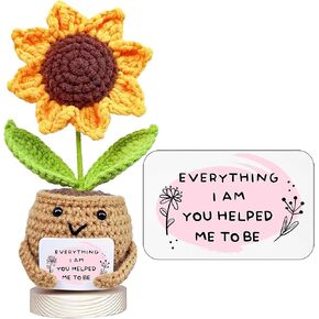Gossby Gift for Mom - إيجابية Dollower Doll Crochet مع البطاقة - كل شيء ساعدني في أن أكون - هدية أمي من ابن الابن - يوم الأم ، عيد الميلاد ، هدية عيد ميلاد لأمي - فكرة هدية أمي